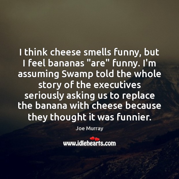 I think cheese smells funny, but I feel bananas “are” funny. I’m Image