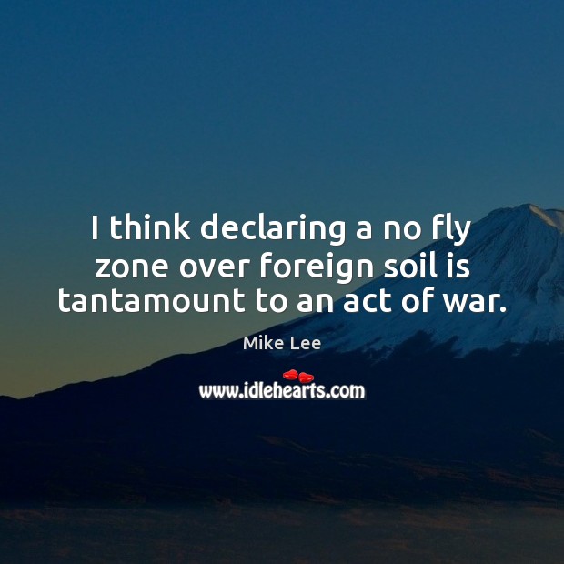 I think declaring a no fly zone over foreign soil is tantamount to an act of war. Image