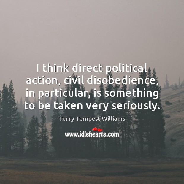 I think direct political action, civil disobedience, in particular, is something to Image