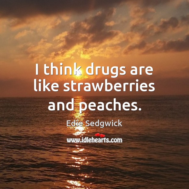 I think drugs are like strawberries and peaches. Edie Sedgwick Picture Quote
