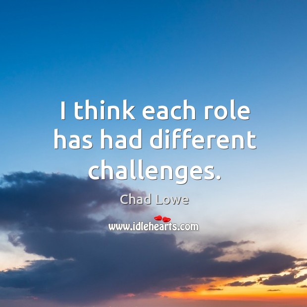 I think each role has had different challenges. Chad Lowe Picture Quote