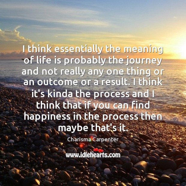 I think essentially the meaning of life is probably the journey and Charisma Carpenter Picture Quote