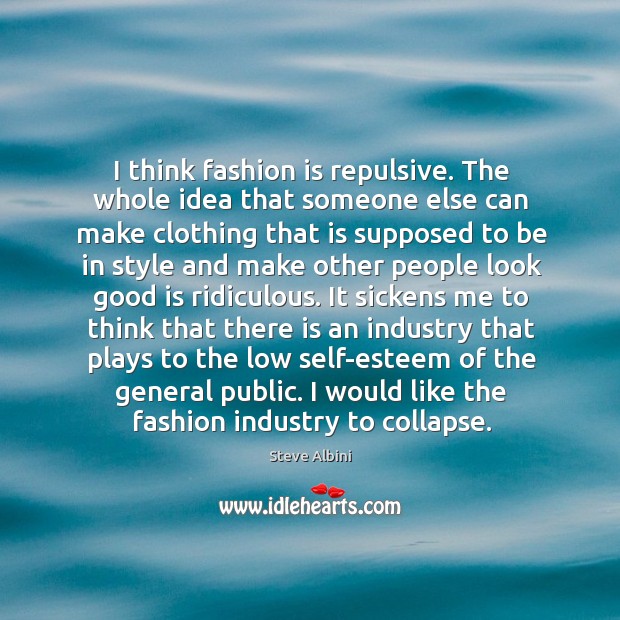 I think fashion is repulsive. The whole idea that someone else can Fashion Quotes Image