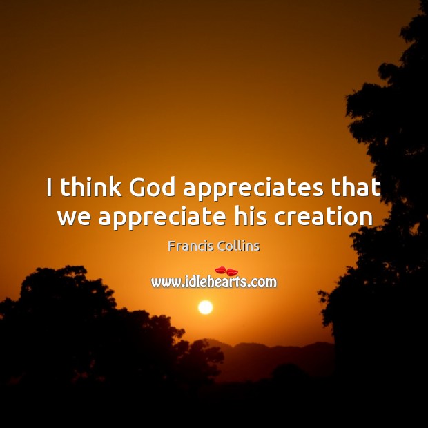 I think God appreciates that we appreciate his creation Francis Collins Picture Quote
