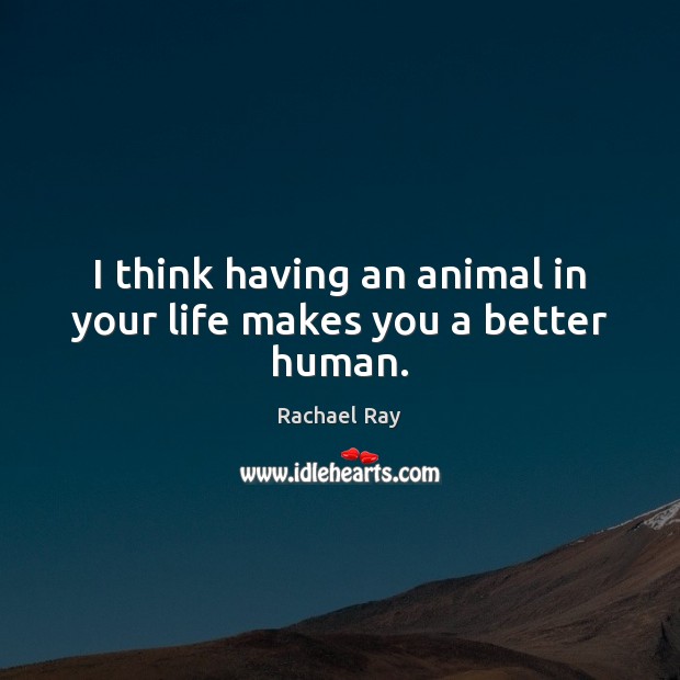 I think having an animal in your life makes you a better human. Rachael Ray Picture Quote