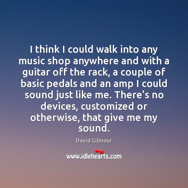 I think I could walk into any music shop anywhere and with David Gilmour Picture Quote