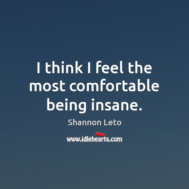 I think I feel the most comfortable being insane. Shannon Leto Picture Quote