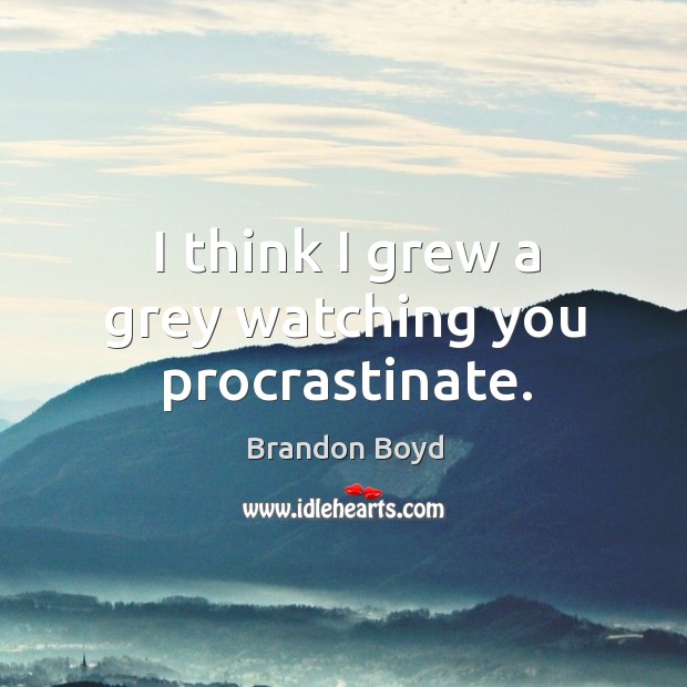 I think I grew a grey watching you procrastinate. Brandon Boyd Picture Quote