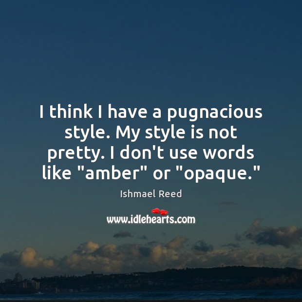 I think I have a pugnacious style. My style is not pretty. Ishmael Reed Picture Quote