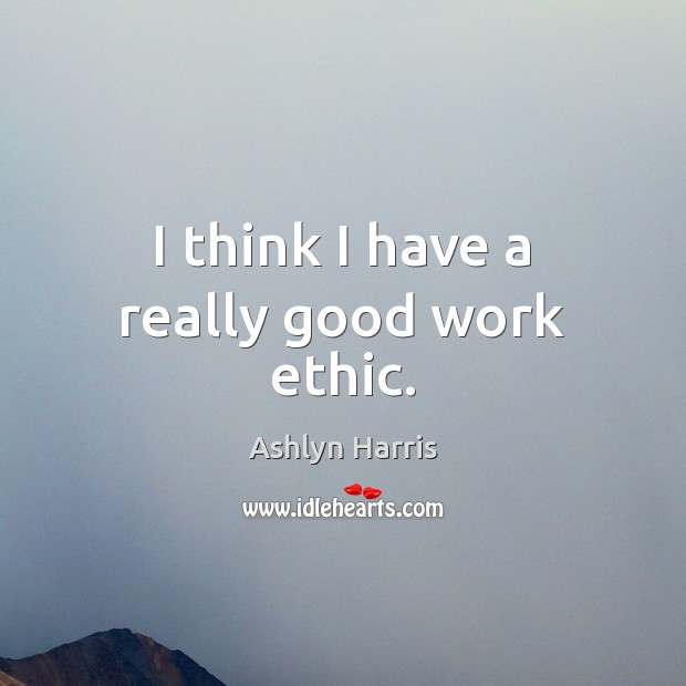 I think I have a really good work ethic. Ashlyn Harris Picture Quote