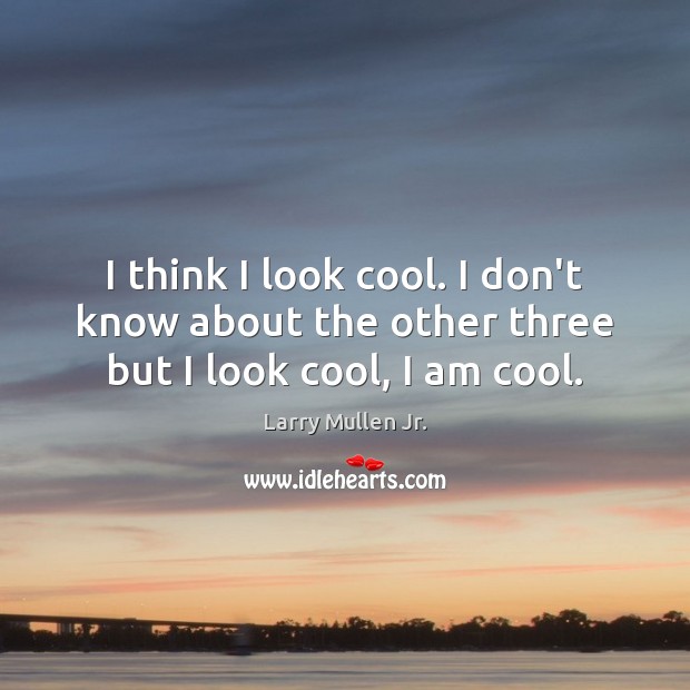 I think I look cool. I don’t know about the other three but I look cool, I am cool. Larry Mullen Jr. Picture Quote