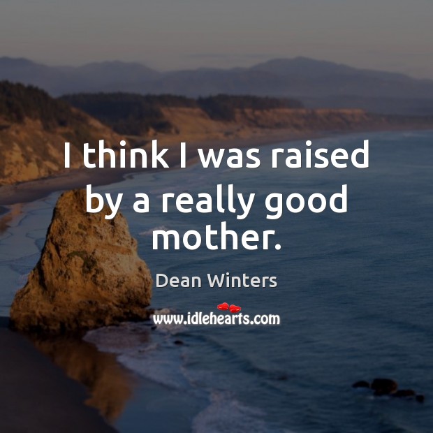 I think I was raised by a really good mother. Dean Winters Picture Quote