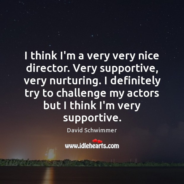 I think I’m a very very nice director. Very supportive, very nurturing. David Schwimmer Picture Quote