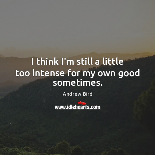I think I’m still a little too intense for my own good sometimes. Andrew Bird Picture Quote