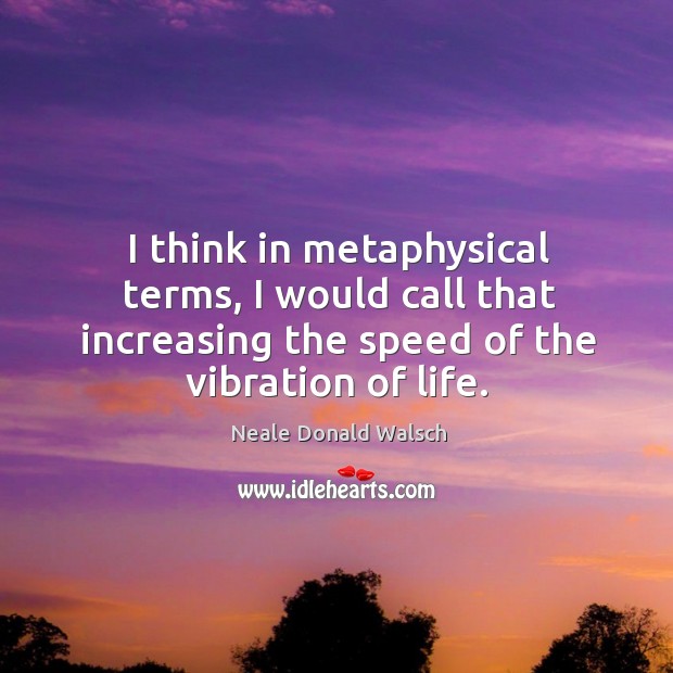I think in metaphysical terms, I would call that increasing the speed of the vibration of life. Neale Donald Walsch Picture Quote
