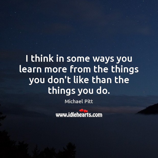I think in some ways you learn more from the things you don’t like than the things you do. Michael Pitt Picture Quote