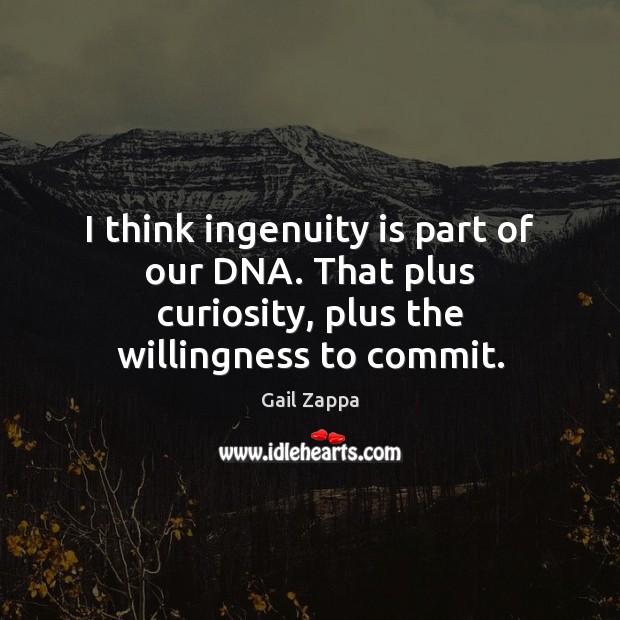 I think ingenuity is part of our DNA. That plus curiosity, plus the willingness to commit. Image