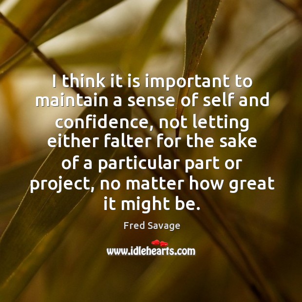 I think it is important to maintain a sense of self and confidence, not letting either falter Fred Savage Picture Quote