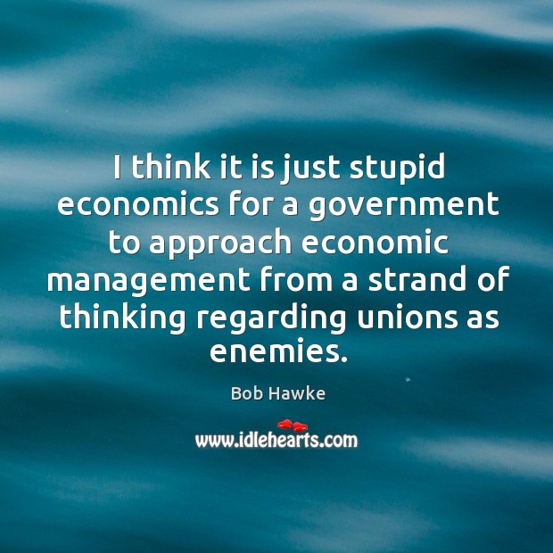 I think it is just stupid economics for a government to approach economic Image