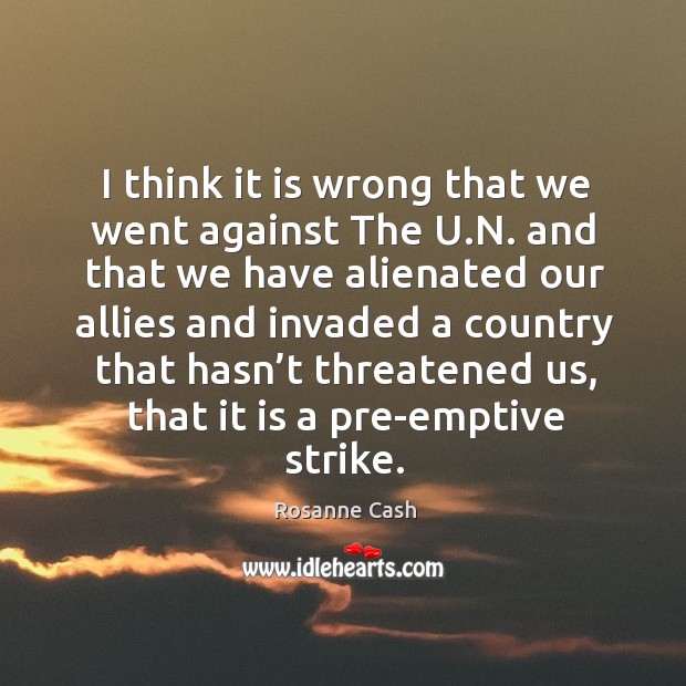 I think it is wrong that we went against the u.n. And that we have alienated our allies Image