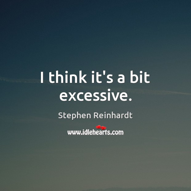 I think it’s a bit excessive. Stephen Reinhardt Picture Quote