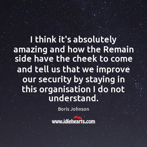 I think it’s absolutely amazing and how the Remain side have the Boris Johnson Picture Quote