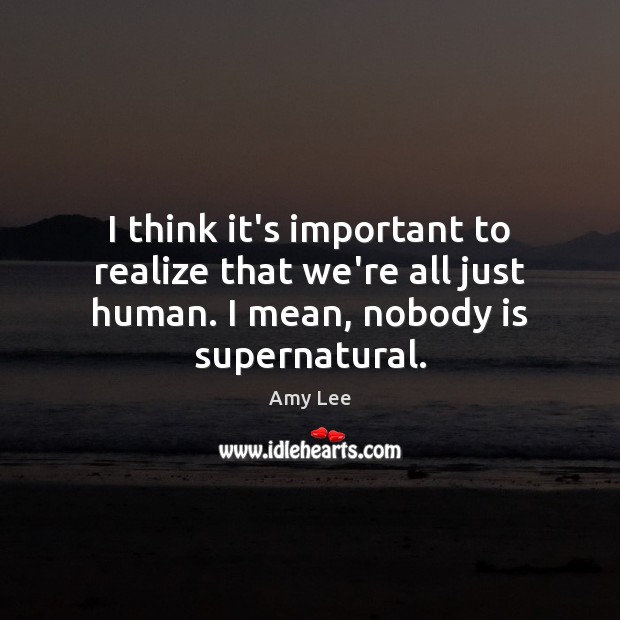 I think it’s important to realize that we’re all just human. I Amy Lee Picture Quote
