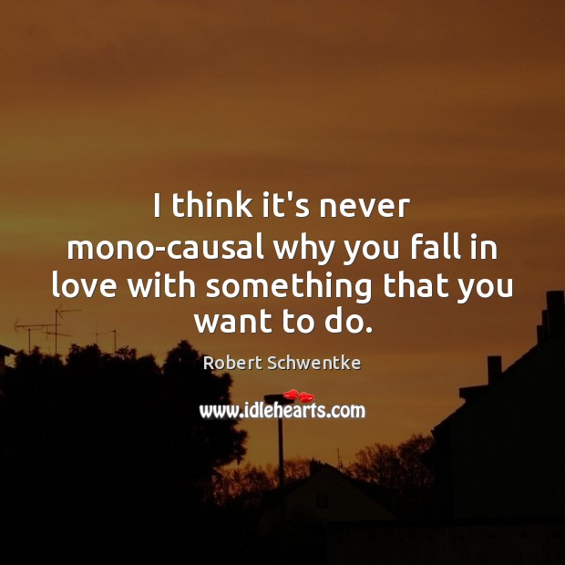 I think it’s never mono-causal why you fall in love with something that you want to do. Image