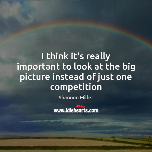 I think it’s really important to look at the big picture instead of just one competition Shannon Miller Picture Quote