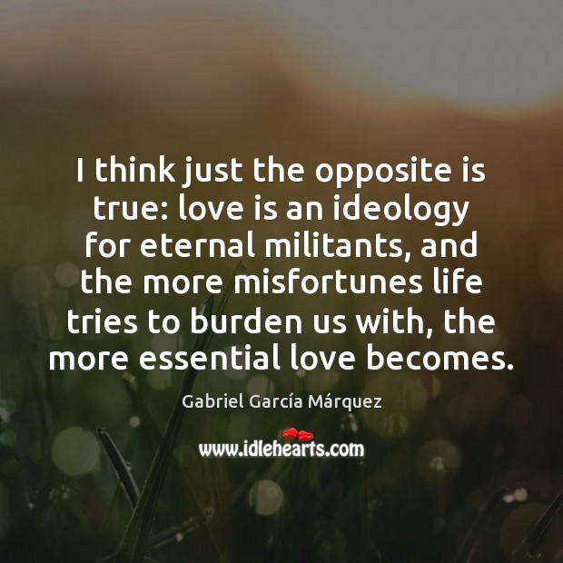 I think just the opposite is true: love is an ideology for Gabriel García Márquez Picture Quote