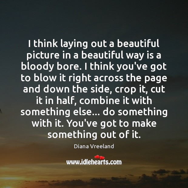 I think laying out a beautiful picture in a beautiful way is Diana Vreeland Picture Quote