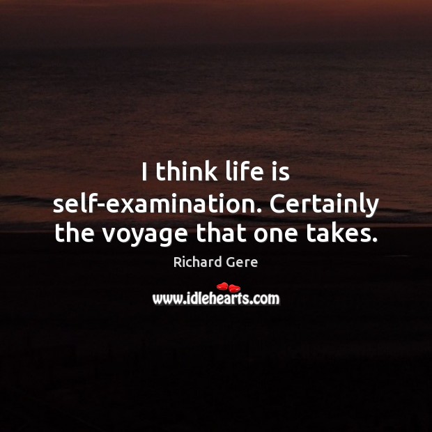 I think life is self-examination. Certainly the voyage that one takes. Richard Gere Picture Quote