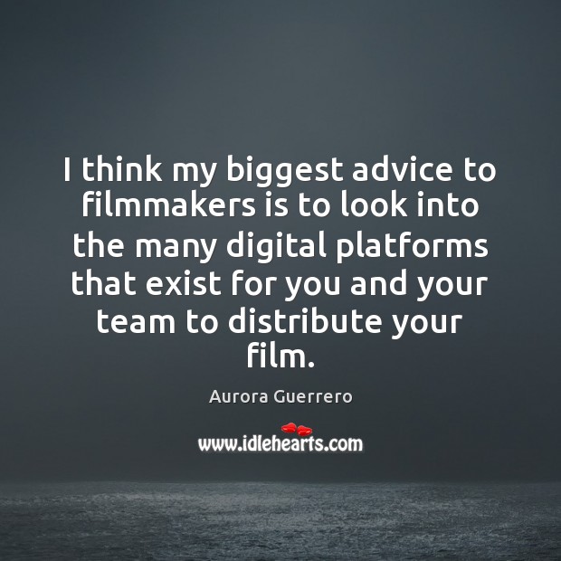 I think my biggest advice to filmmakers is to look into the Image
