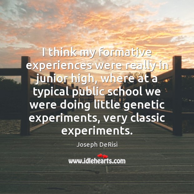 I think my formative experiences were really in junior high, where at Joseph DeRisi Picture Quote