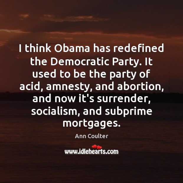 I think Obama has redefined the Democratic Party. It used to be Image