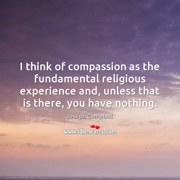 I think of compassion as the fundamental religious experience and, unless that Image
