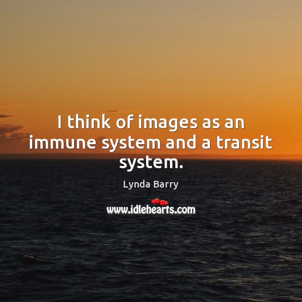 I think of images as an immune system and a transit system. Lynda Barry Picture Quote