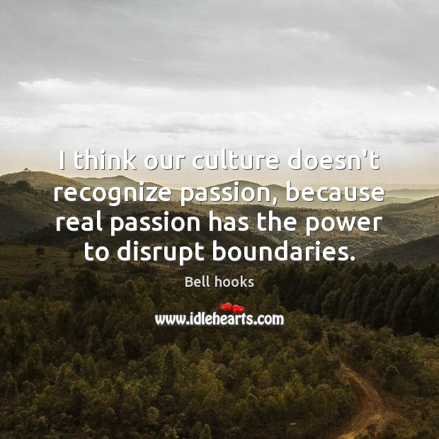 I think our culture doesn’t recognize passion, because real passion has the Bell hooks Picture Quote