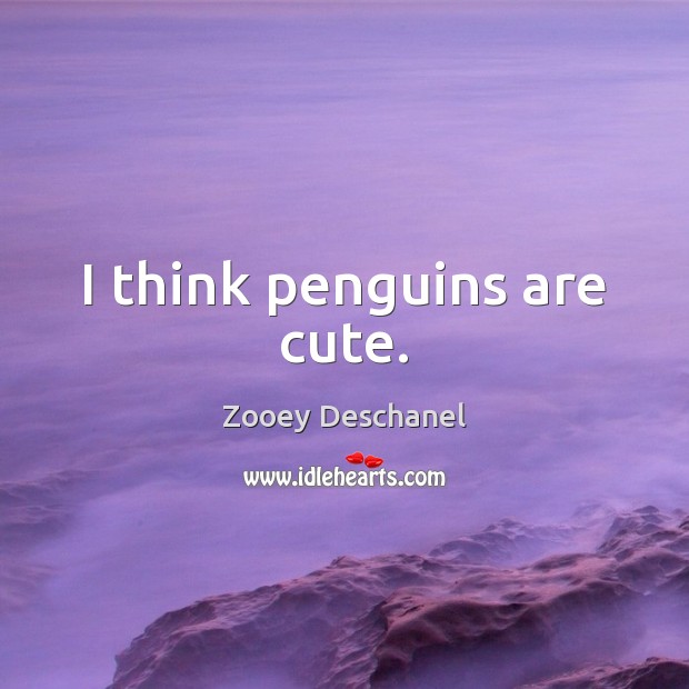 I think penguins are cute. Zooey Deschanel Picture Quote