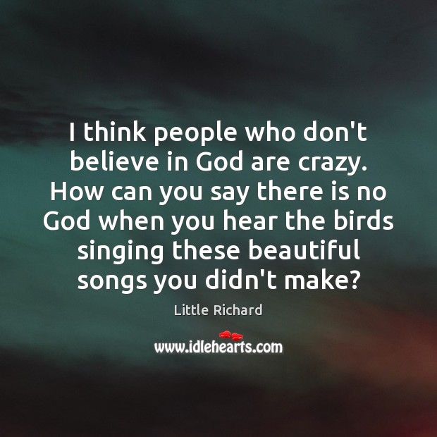 I think people who don’t believe in God are crazy. How can Little Richard Picture Quote