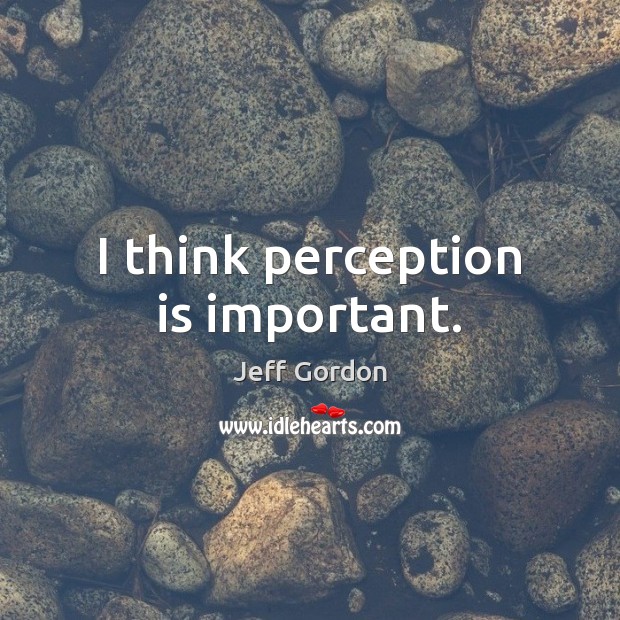 I think perception is important. Perception Quotes Image