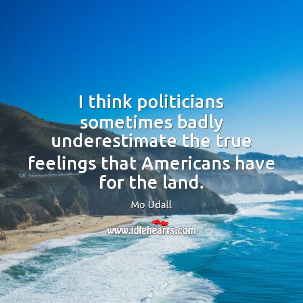 I think politicians sometimes badly underestimate the true feelings that Americans have Underestimate Quotes Image