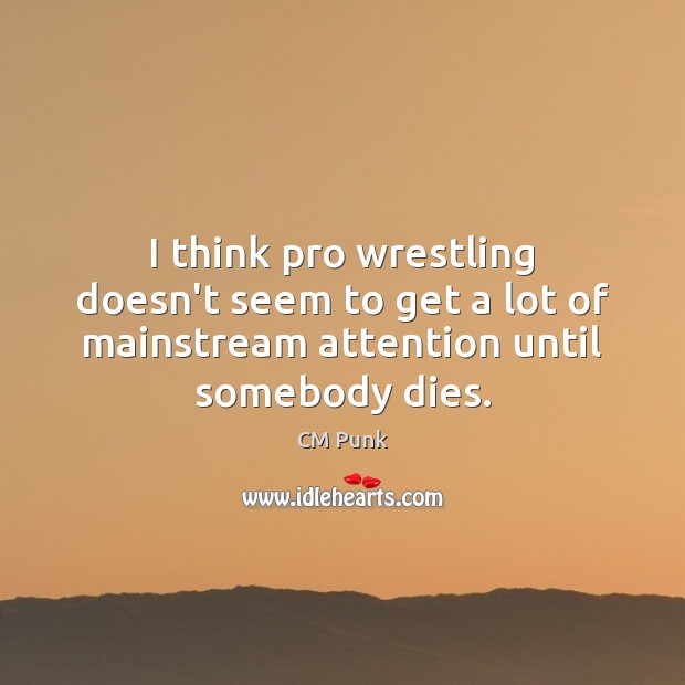I think pro wrestling doesn’t seem to get a lot of mainstream CM Punk Picture Quote
