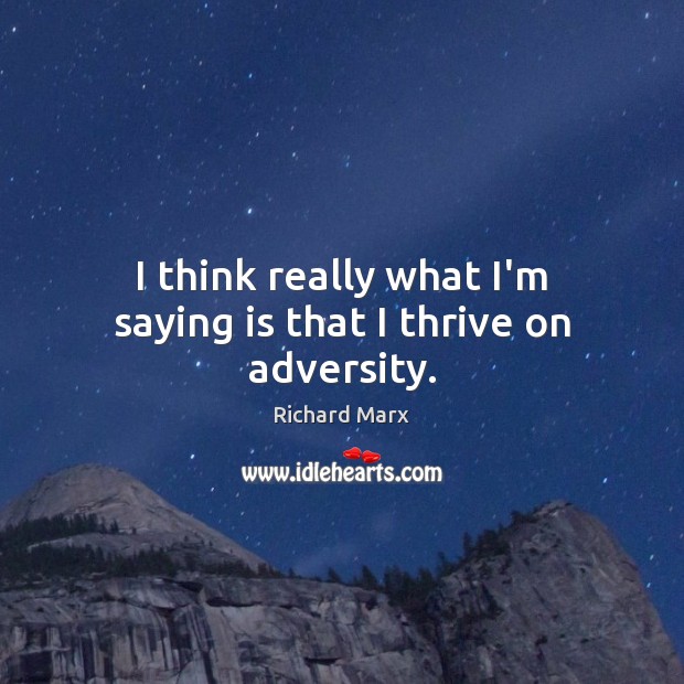 I think really what I’m saying is that I thrive on adversity. Richard Marx Picture Quote