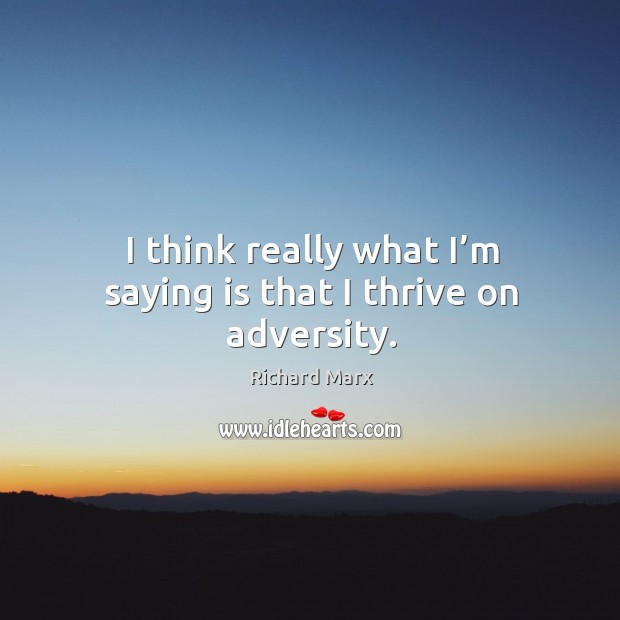 I think really what I’m saying is that I thrive on adversity. Richard Marx Picture Quote