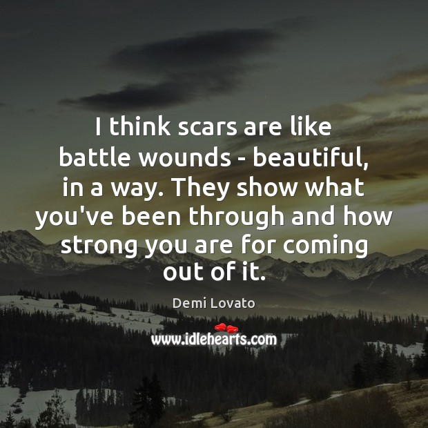I think scars are like battle wounds – beautiful, in a way. Demi Lovato Picture Quote