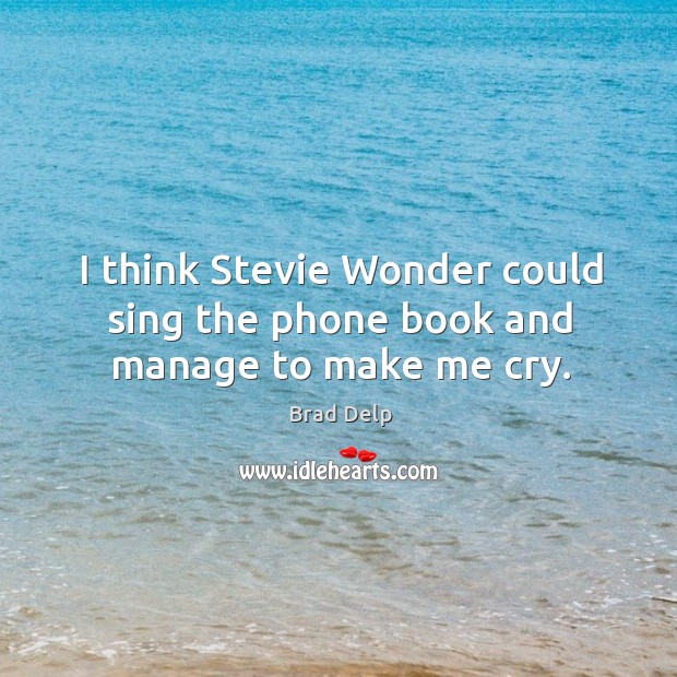 I think stevie wonder could sing the phone book and manage to make me cry. Brad Delp Picture Quote