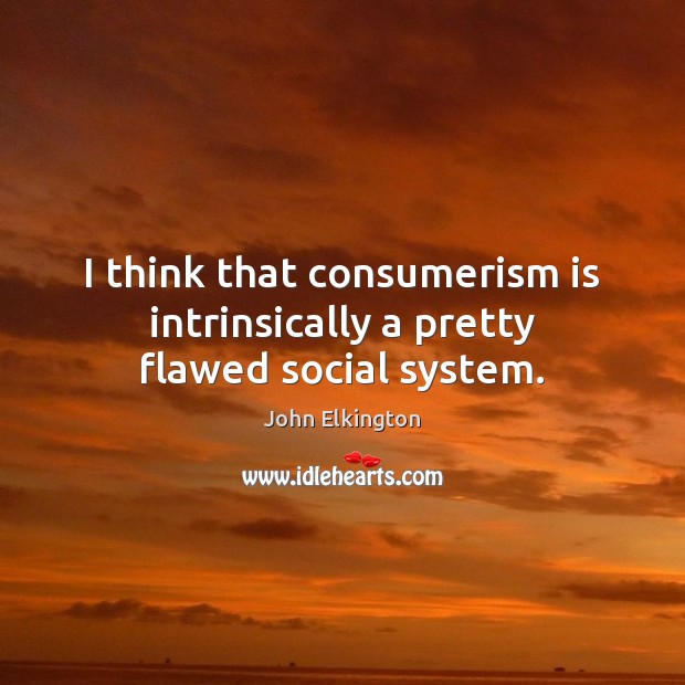I think that consumerism is intrinsically a pretty flawed social system. John Elkington Picture Quote