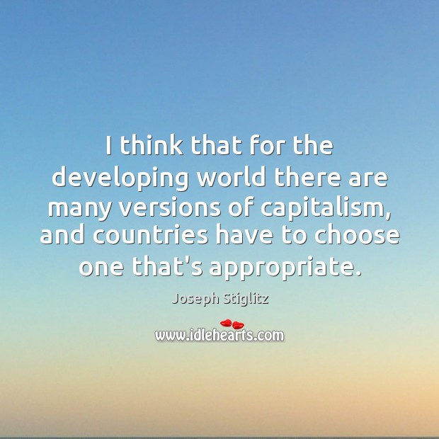 I think that for the developing world there are many versions of Joseph Stiglitz Picture Quote