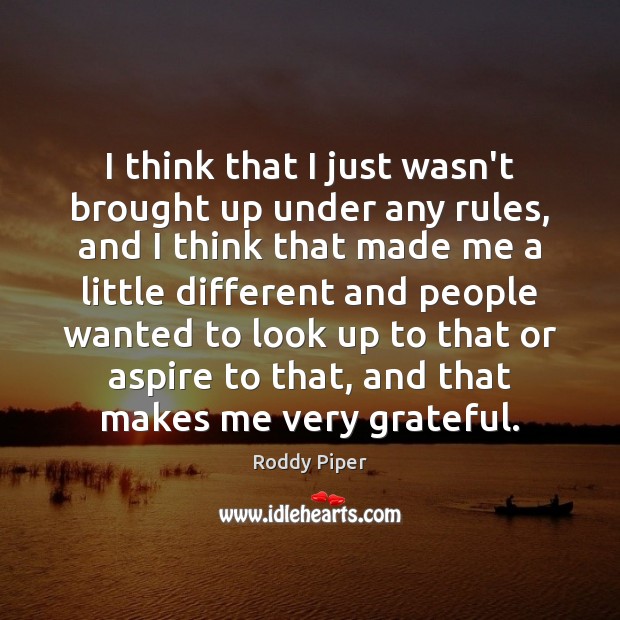 I think that I just wasn’t brought up under any rules, and Roddy Piper Picture Quote
